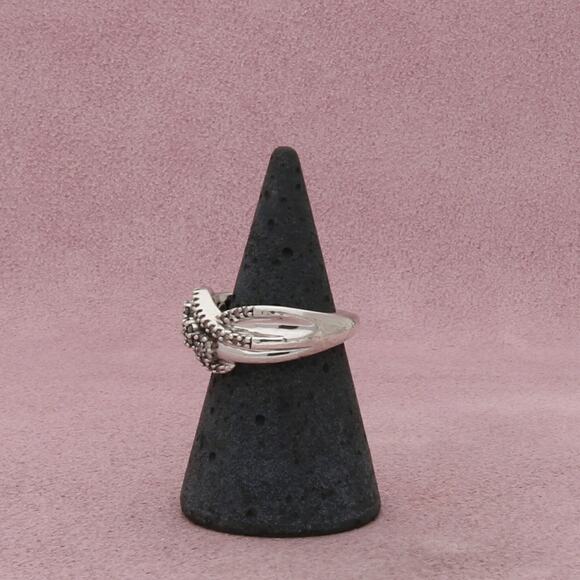 zales sterling silver diamond crossover ring size 6.5 - Picture 2 of 3